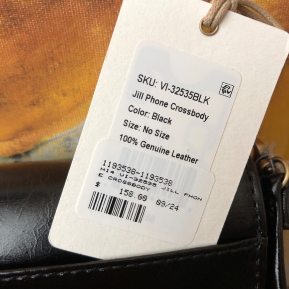 HOBO BAGS POLISHED LEATHER JILL CROSSBODY PURSE, BLACK, NEW WITH TAGS - Picture 6 of 8